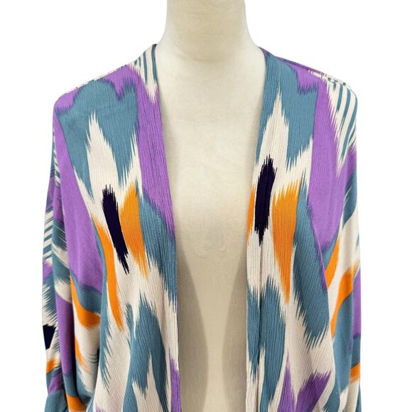 Anthropologie Bel Kazan OS Colorful Artisan Print Layering Open Kimono Duster - Picture 6 of 14
